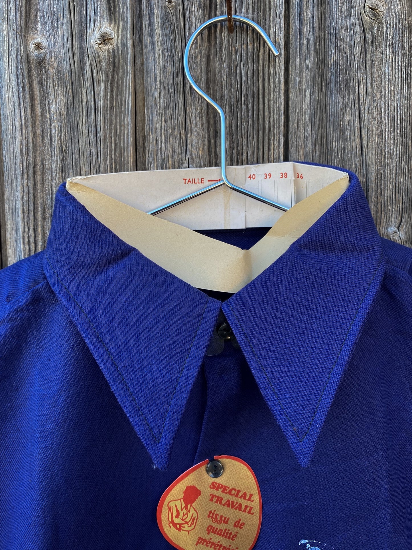 1960s French Blue Grandpa Shirt, Size L