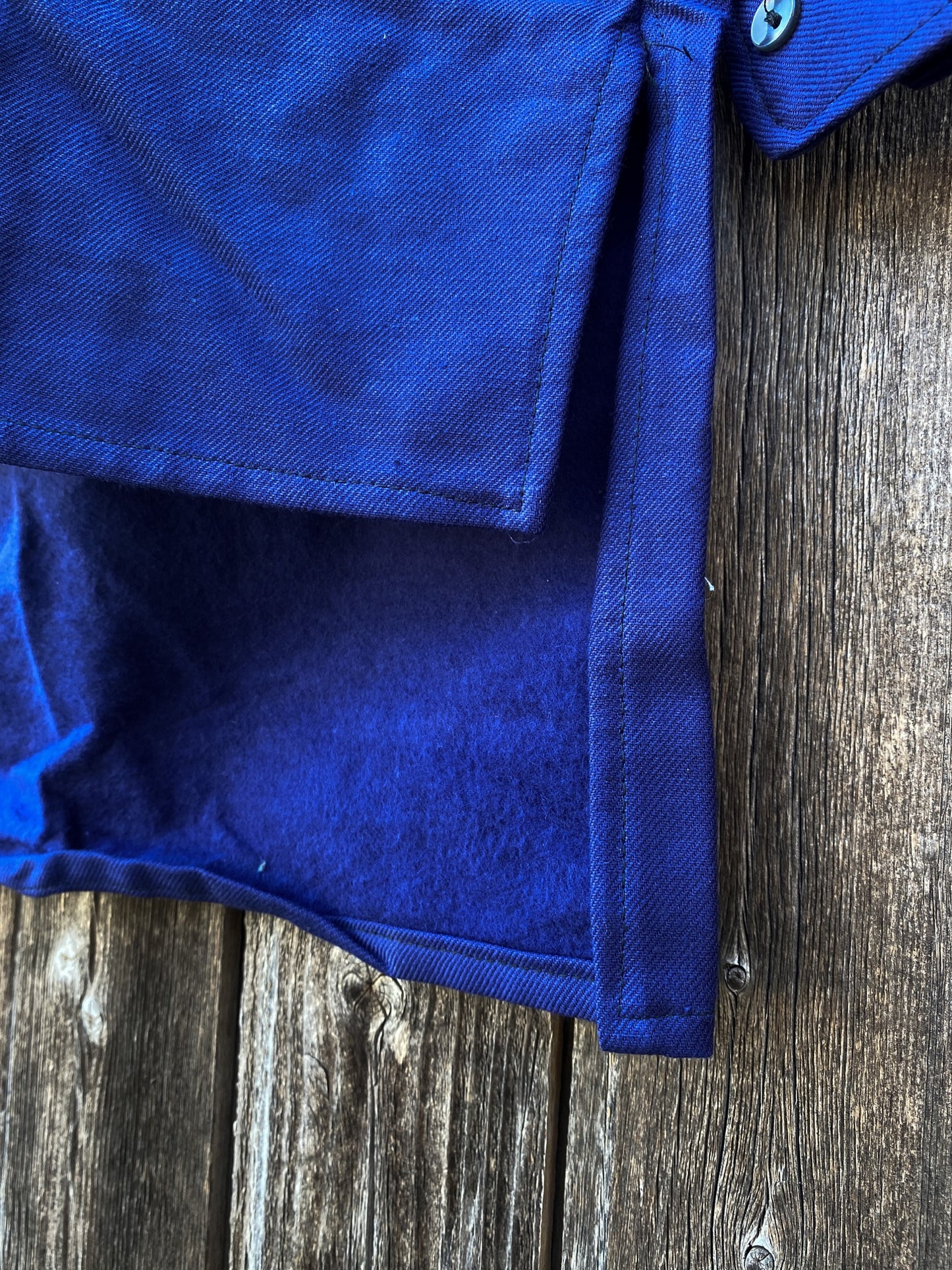 1960s French Blue Grandpa Shirt, Size L