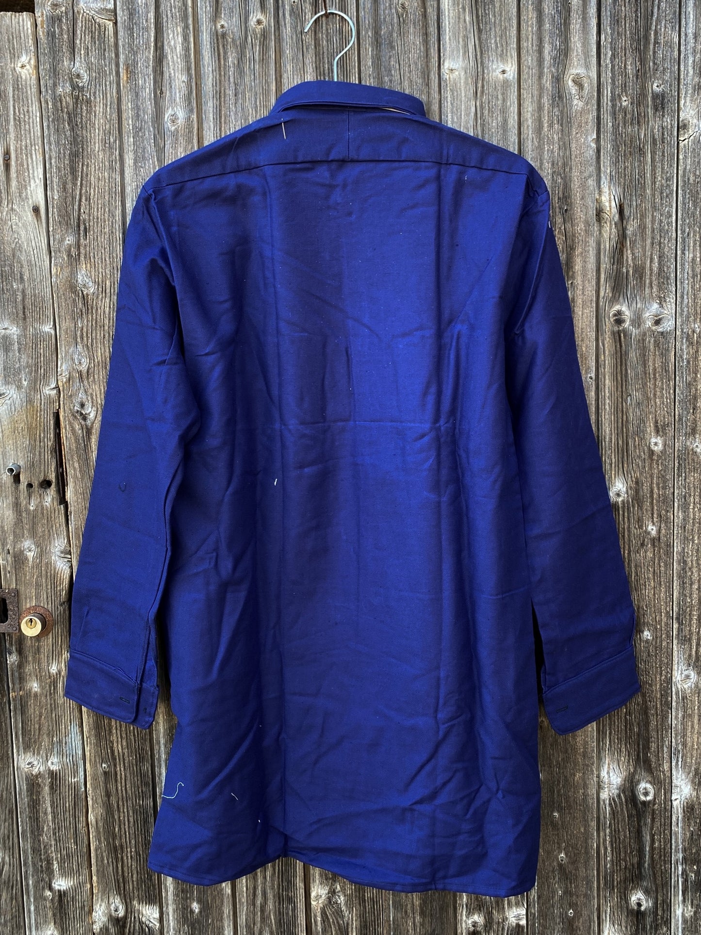 1960s French Blue Grandpa Shirt, Size L