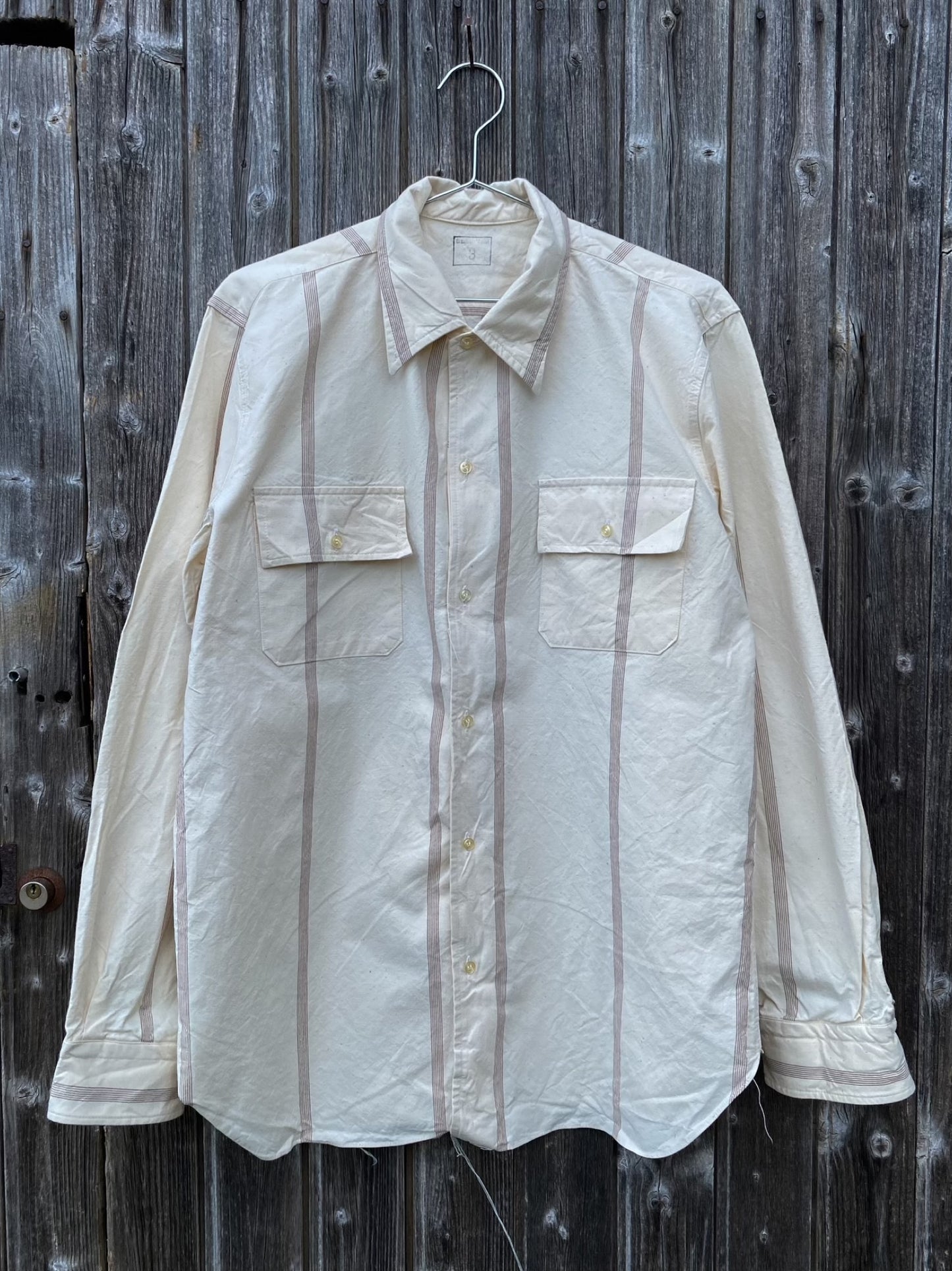 1960s Italian Army Striped Shirt, Deadstock, Size S to XL