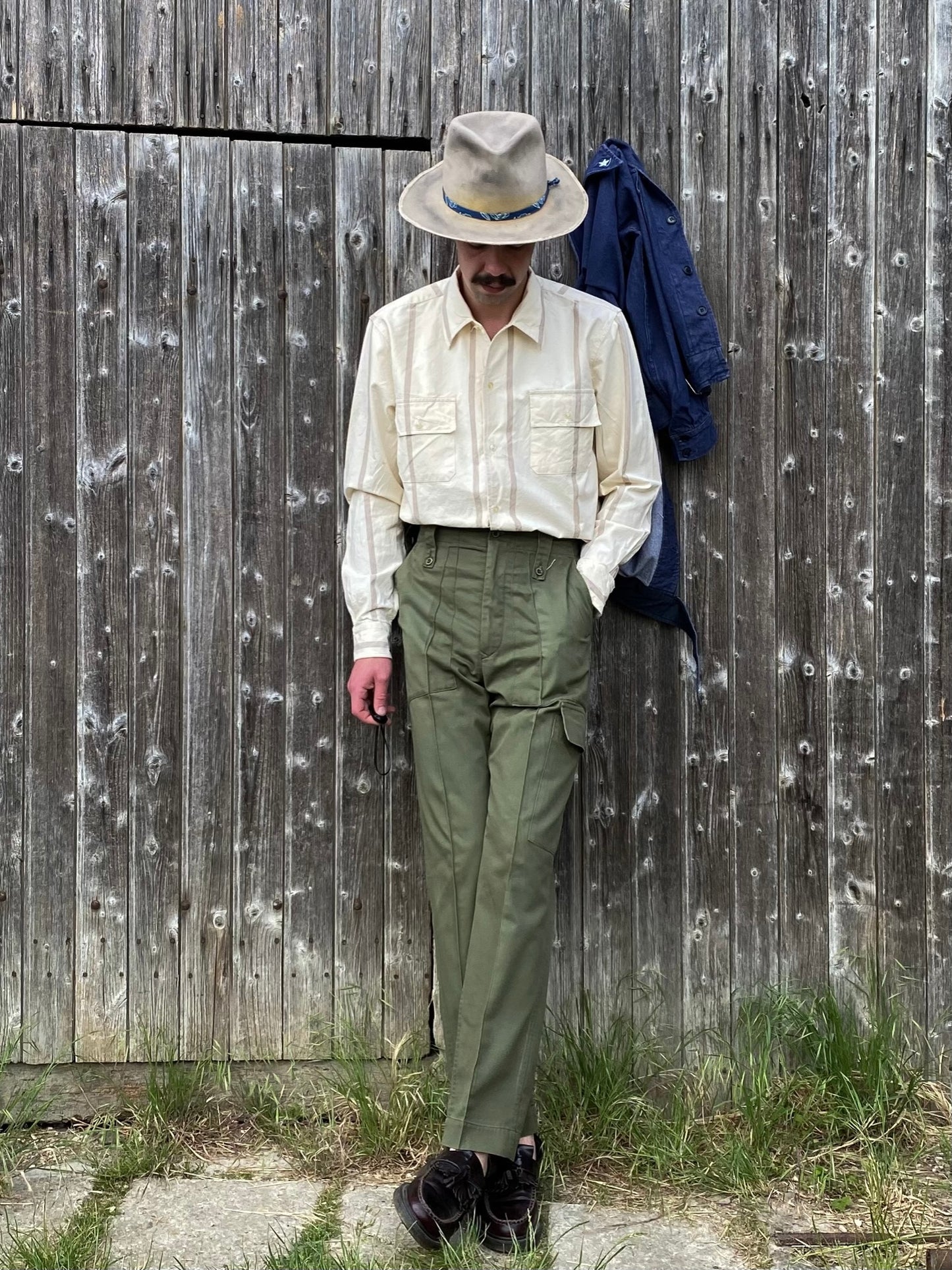 1960s Italian Army Striped Shirt, Deadstock, Size S to XL
