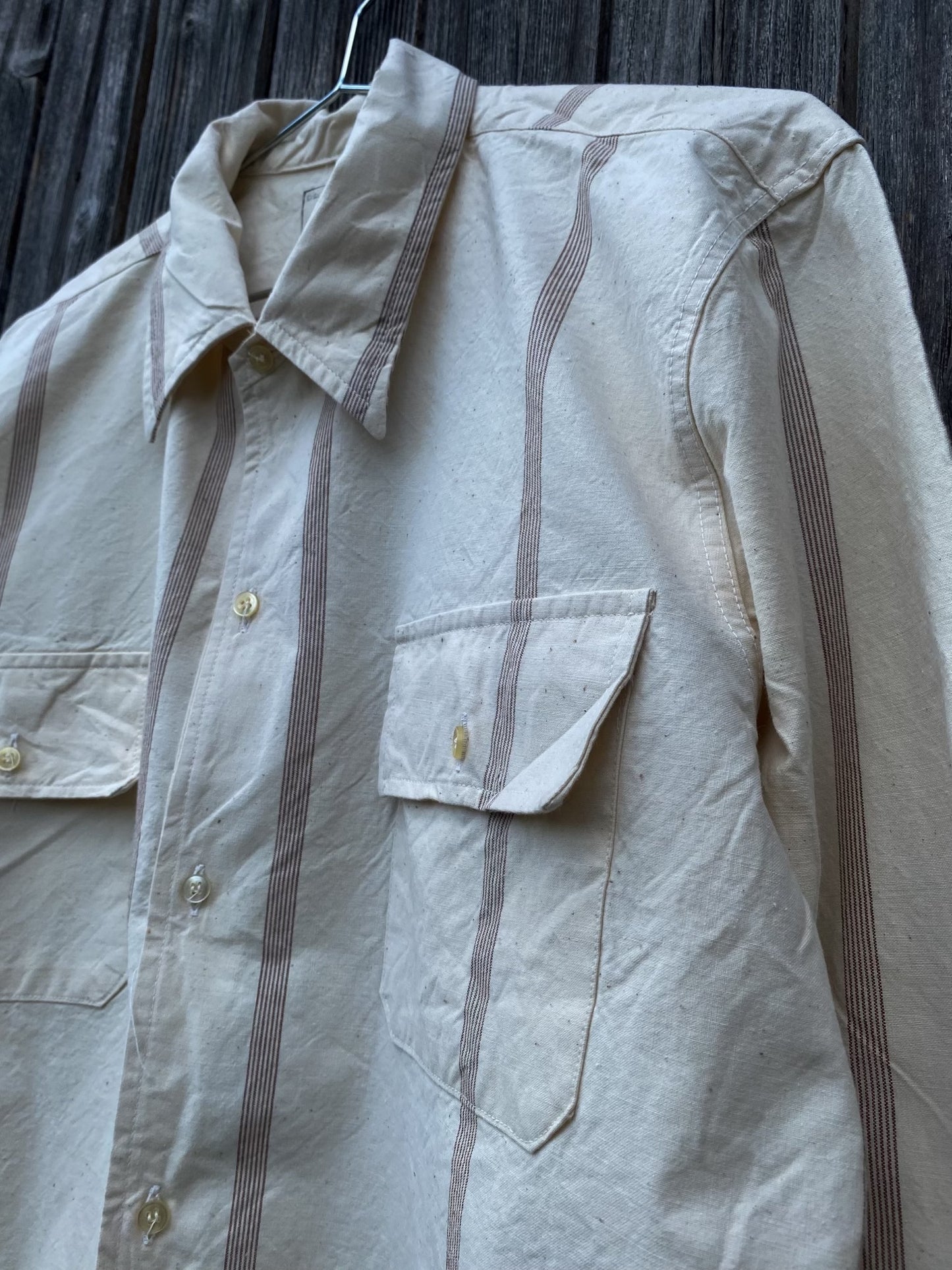 1960s Italian Army Striped Shirt, Deadstock, Size S to XL