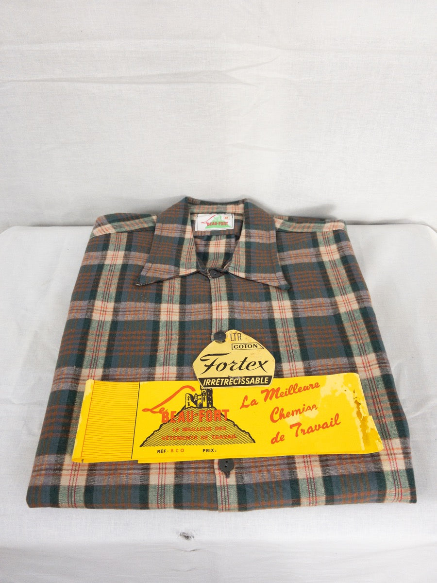 1960s French Long Work Shirt, Size XL