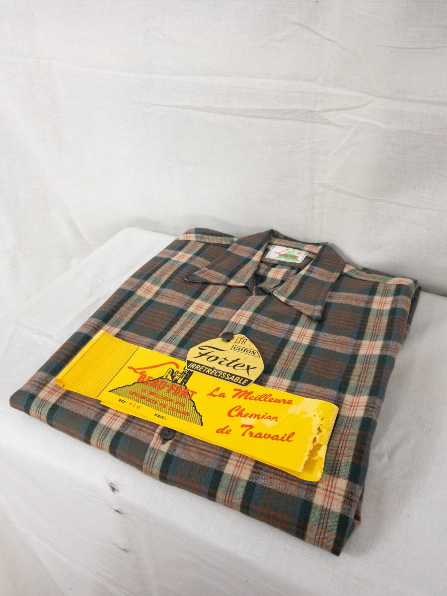 1960s French Long Work Shirt, Size XL