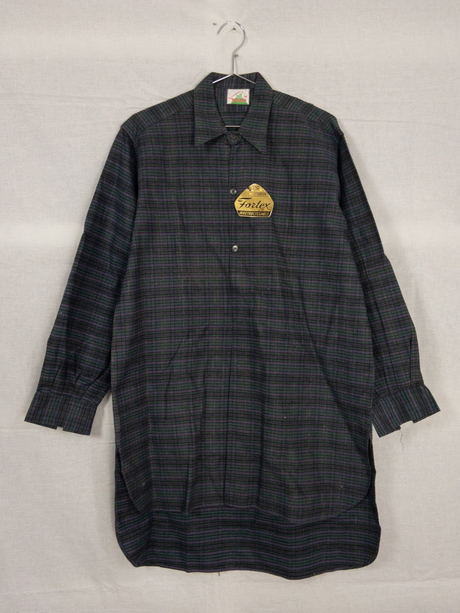 1960s French Long Work Shirt, Size L