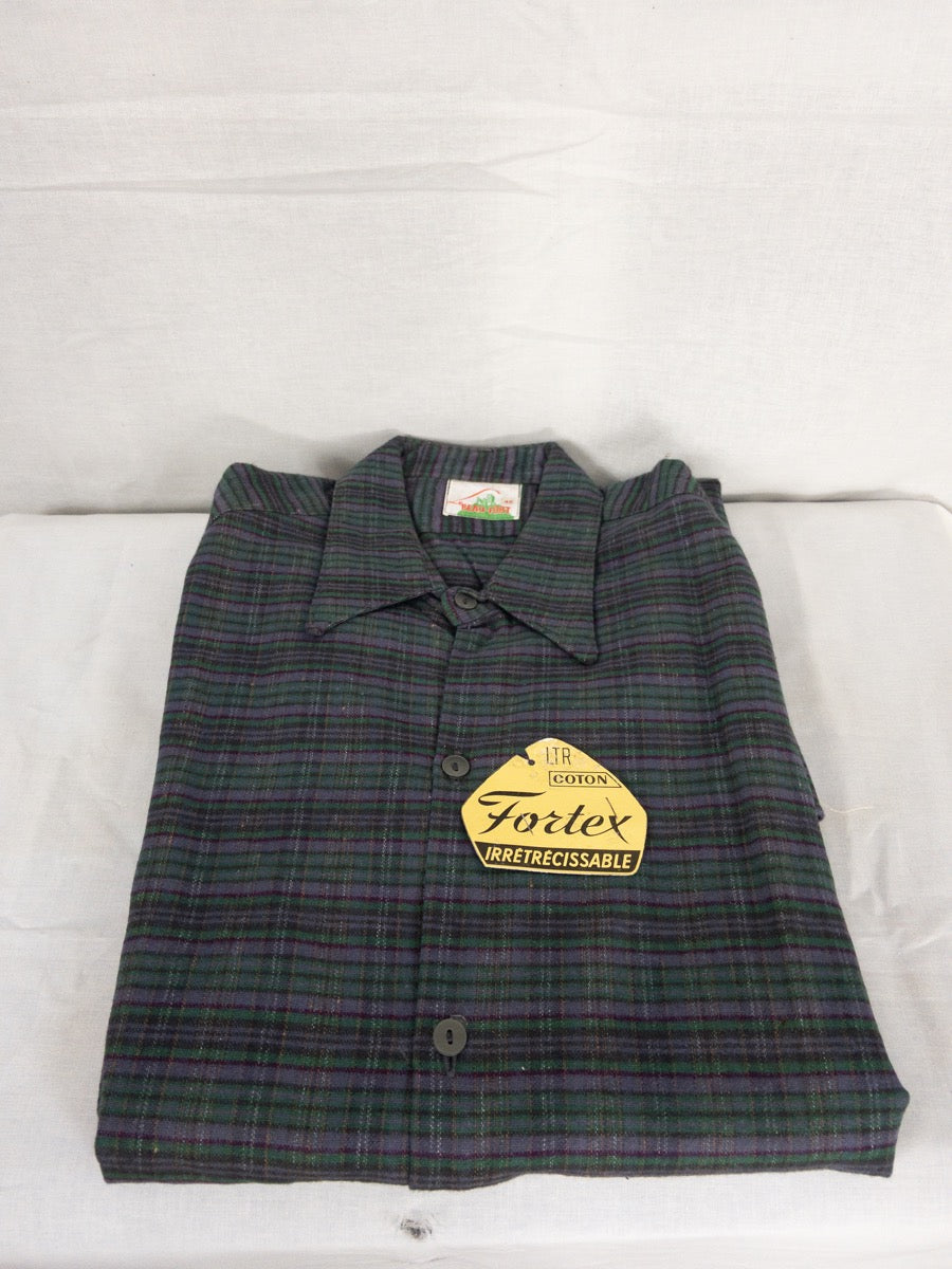1960s French Long Work Shirt, Size L