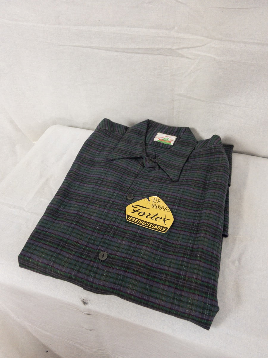 1960s French Long Work Shirt, Size L