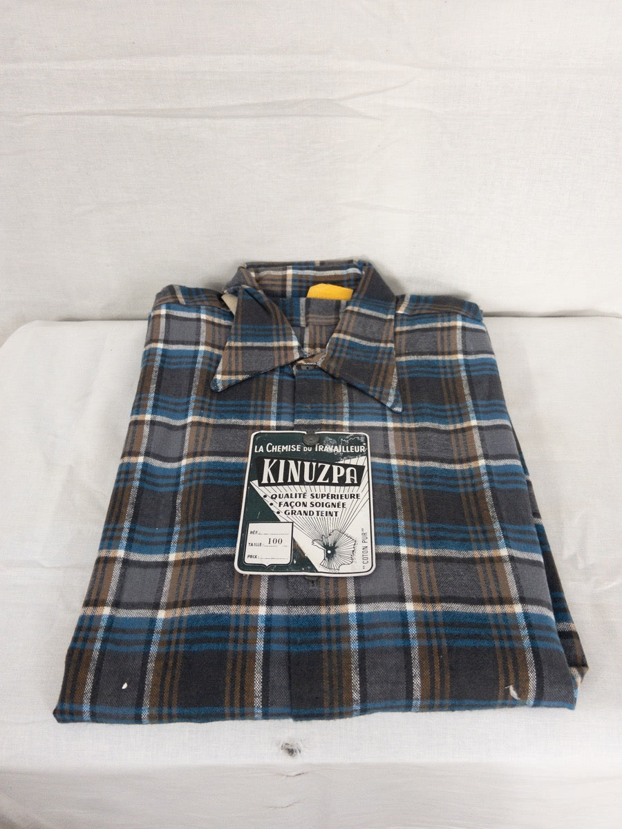 1960s French Long Work Shirt, Size L