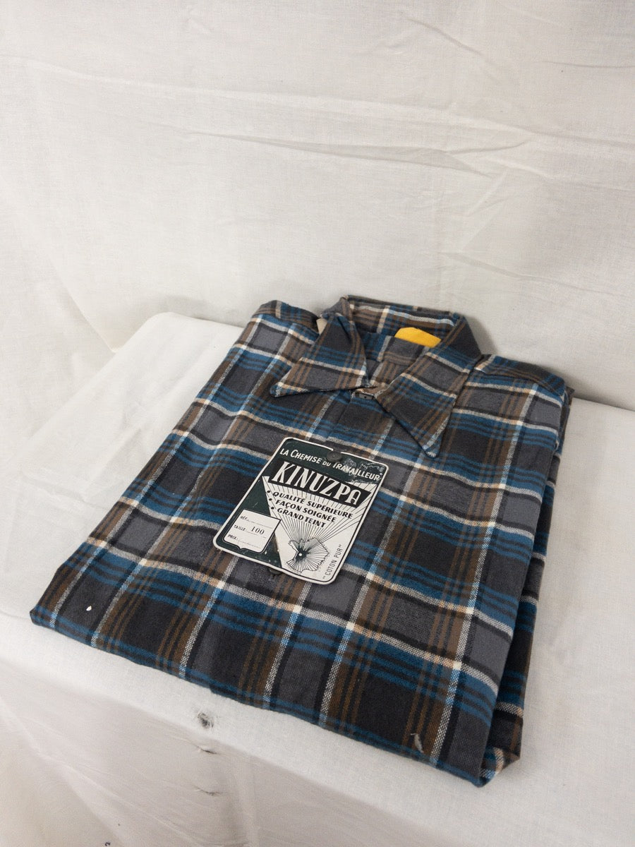 1960s French Long Work Shirt, Size L