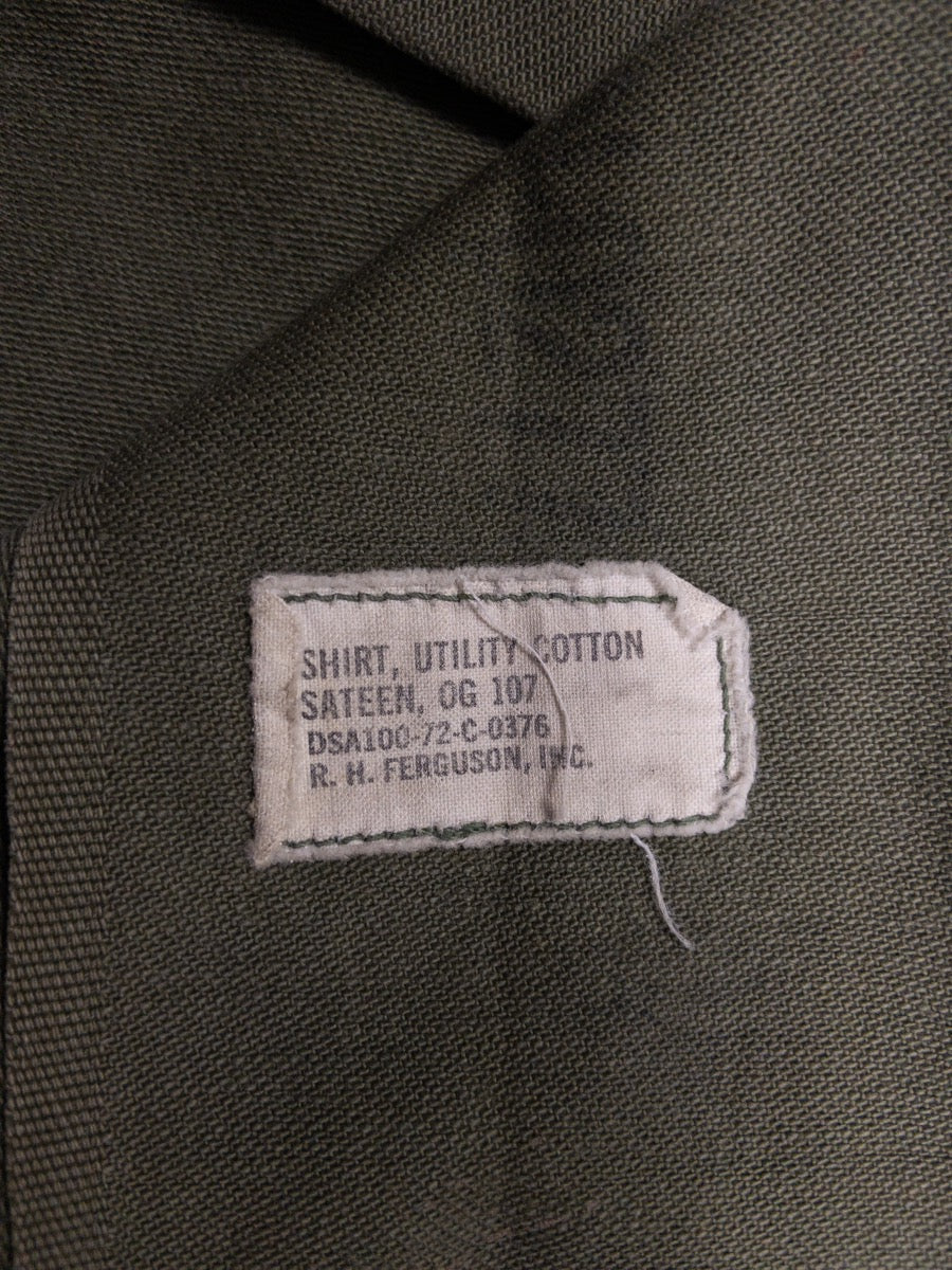 1972 OG 107 Shirt, Utility Cotton Sateen Short Sleeves, Size M/L