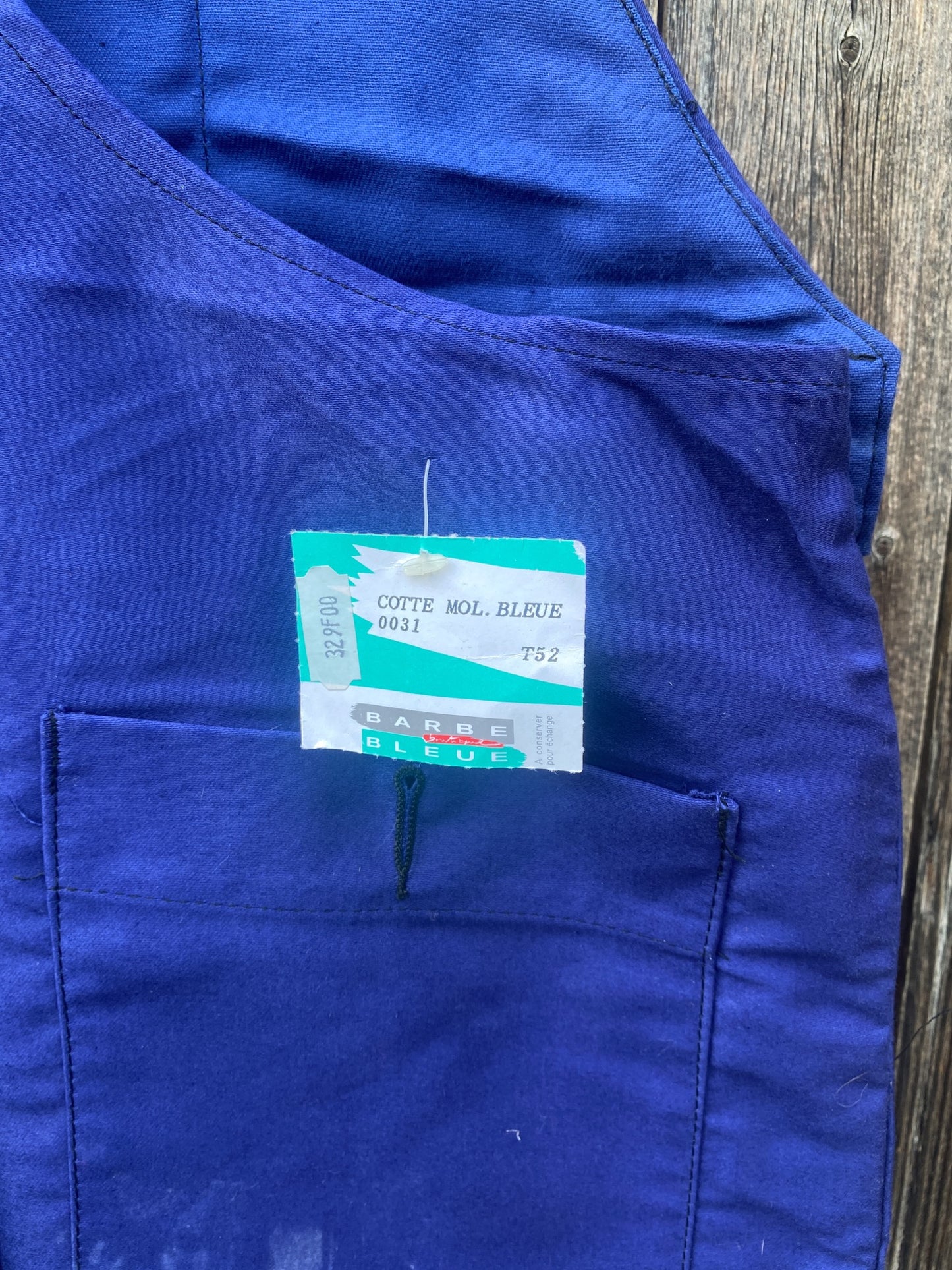 1970s Moleskine « Barbe Bleu » French Dungarees, Deadstock, Size XL