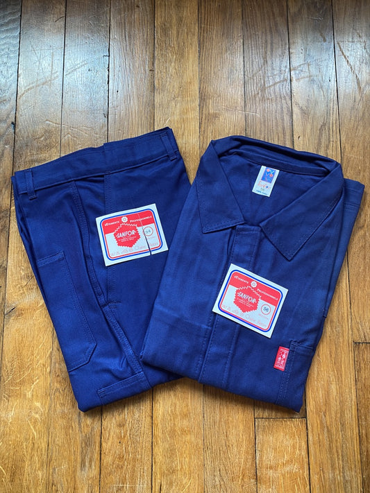 1990s French Chore Uniform, Deadstock Jacket & Trousers,  Size XXL