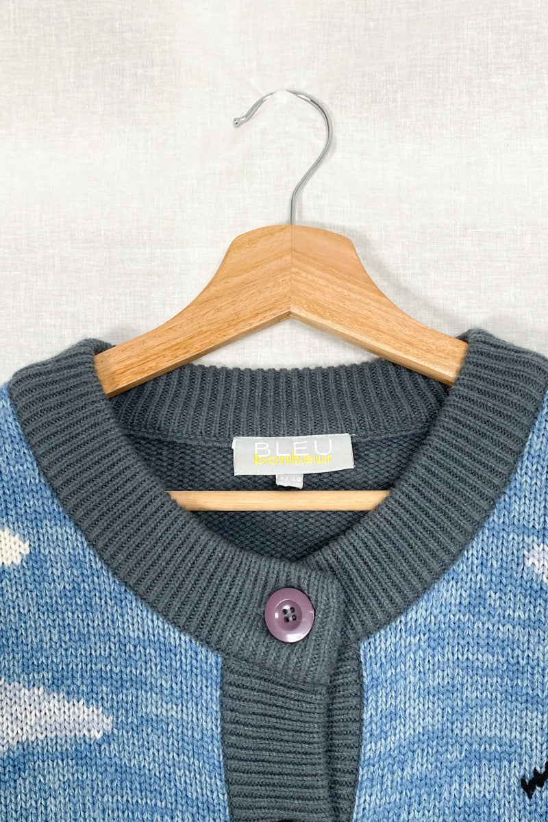 1990s Embroidered  Wool Cardigan, Size M/L