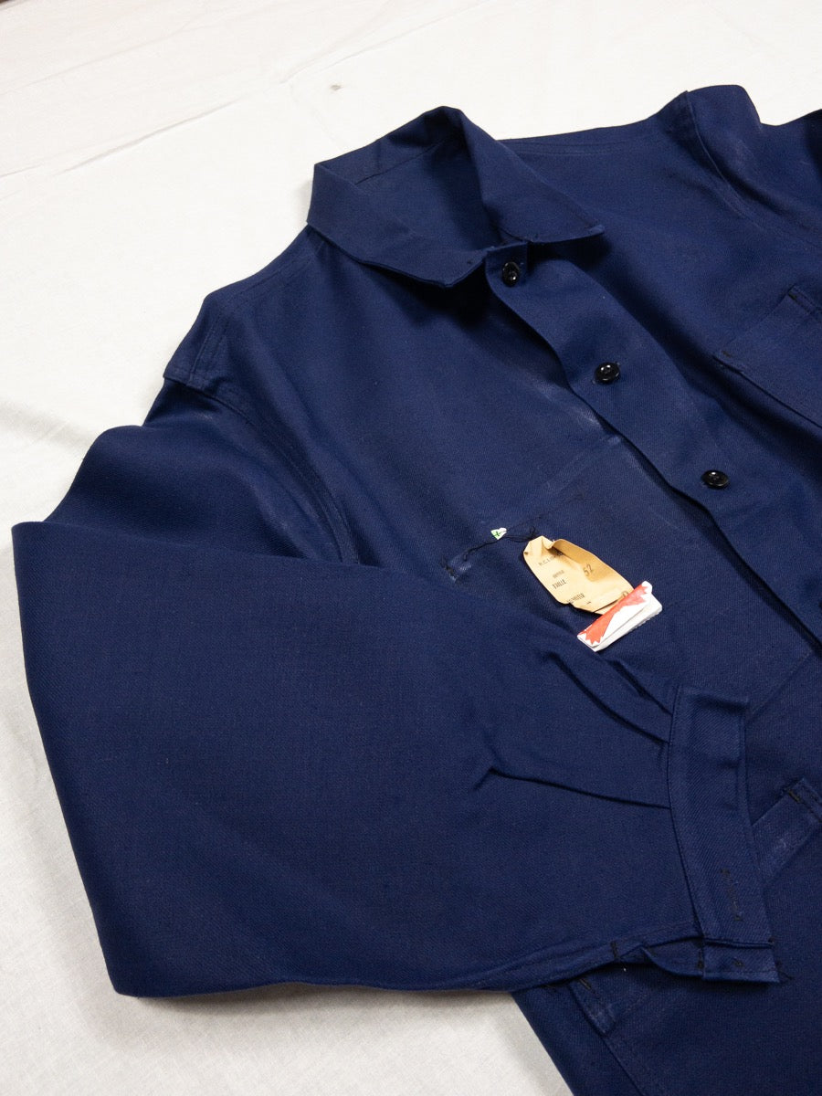 1960s French Blue « Le Mineur » Chore Suit, Jacket & Pants, Deadstock, Size XL