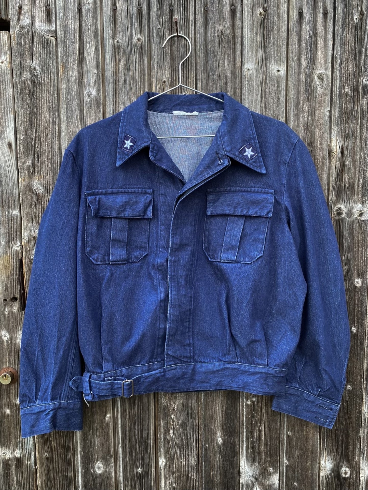 1970s Italian Army Denim Jacket, Size S to XL