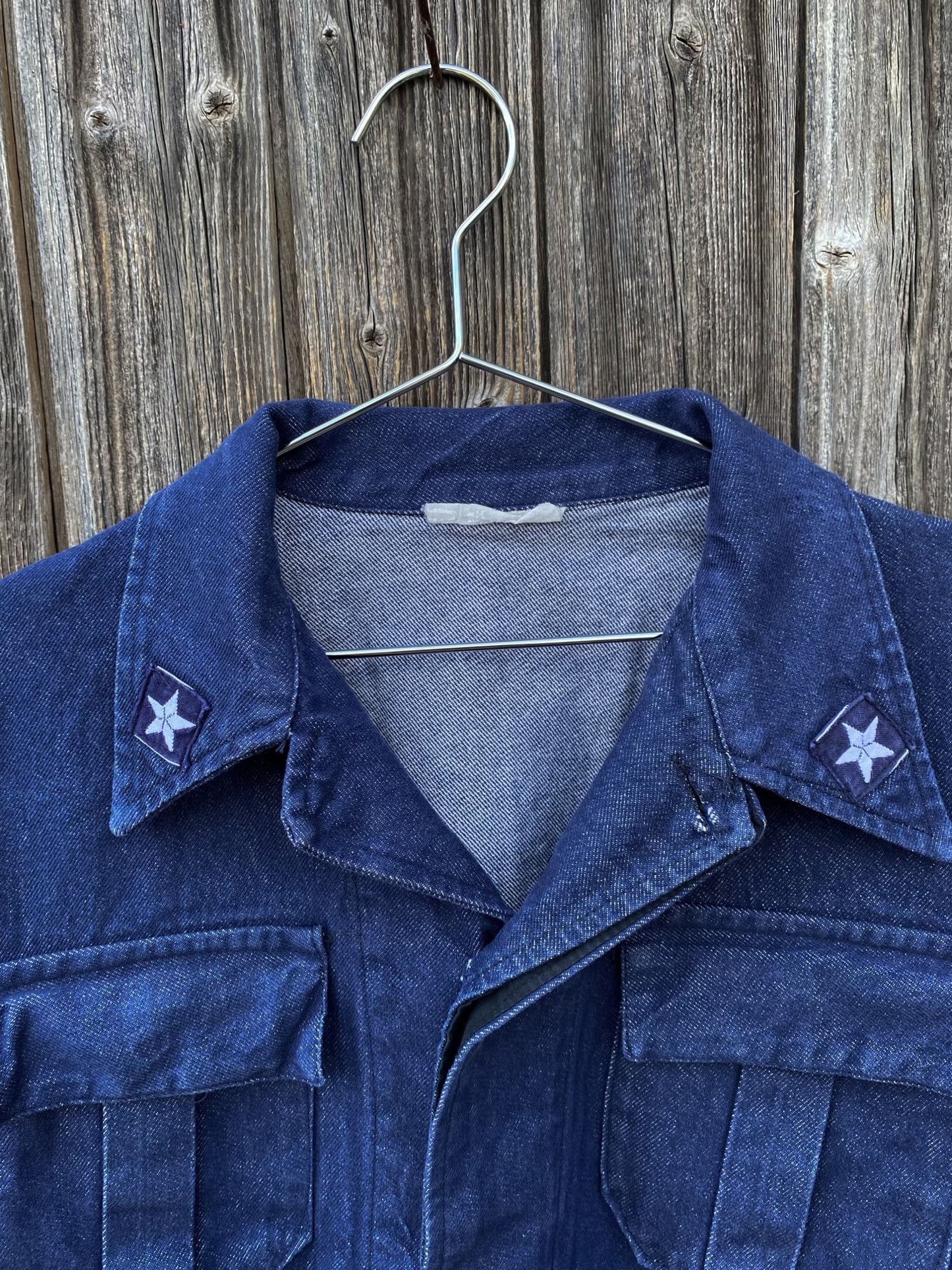 1970s Italian Army Denim Jacket, Size S to XL