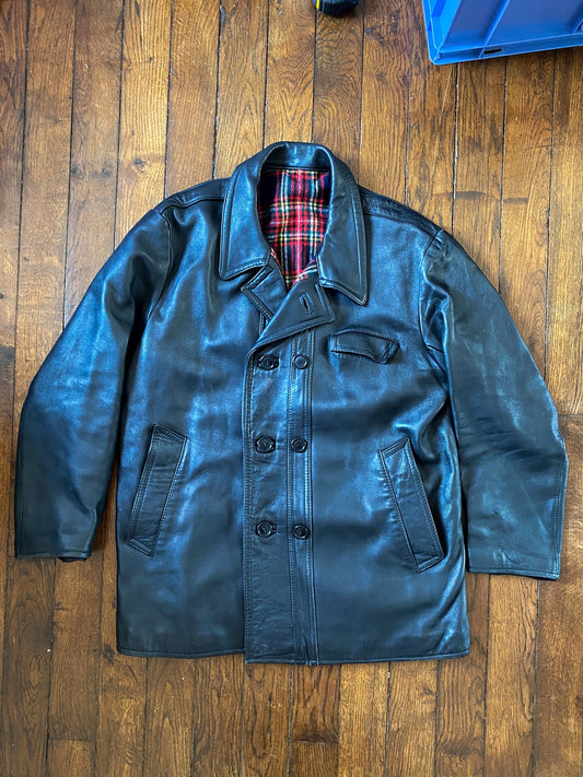 1970s « Le Corbusier » Black Leather Jacket, Size L