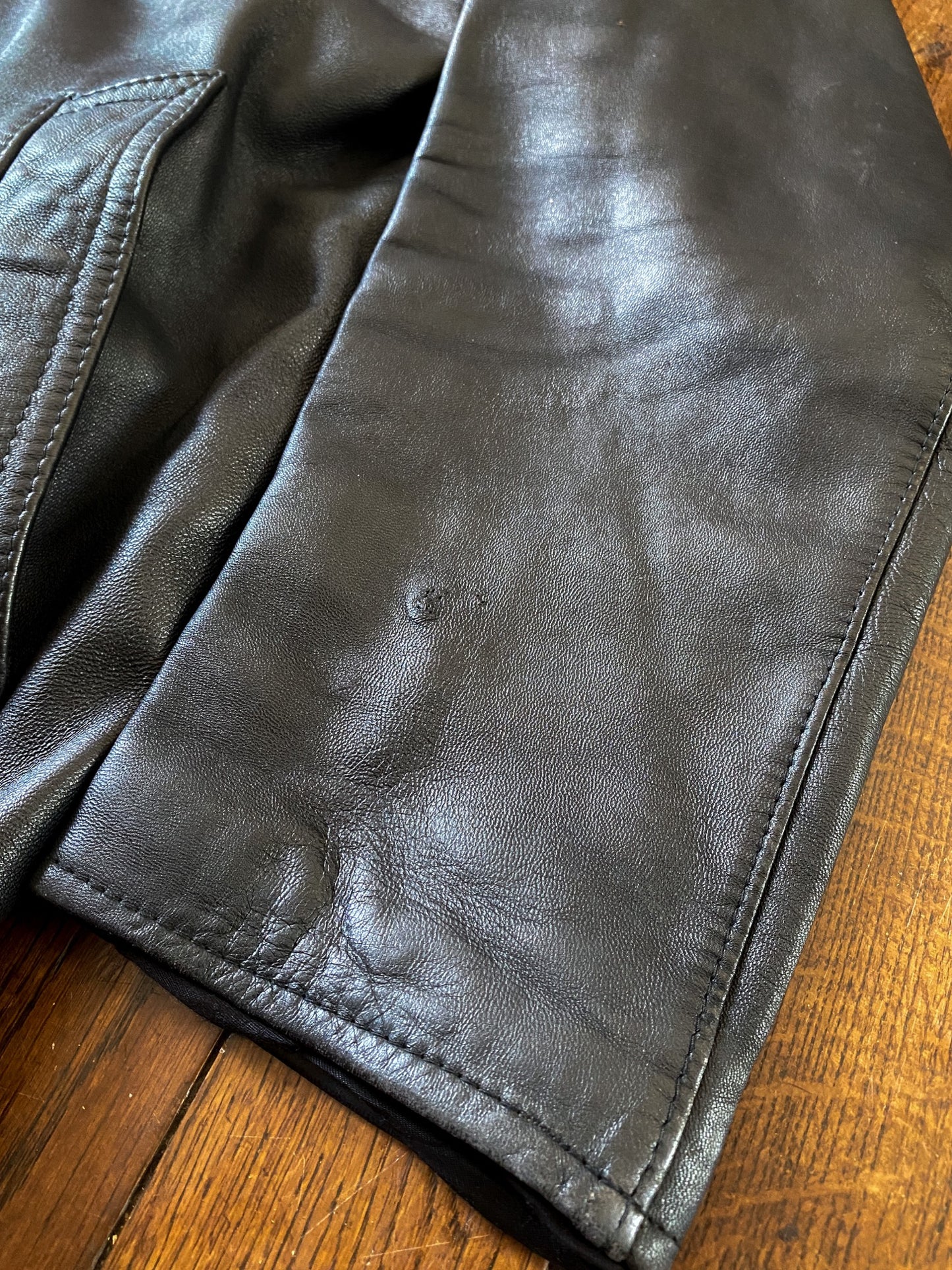 1970s « Le Corbusier » Black Leather Jacket, Size L