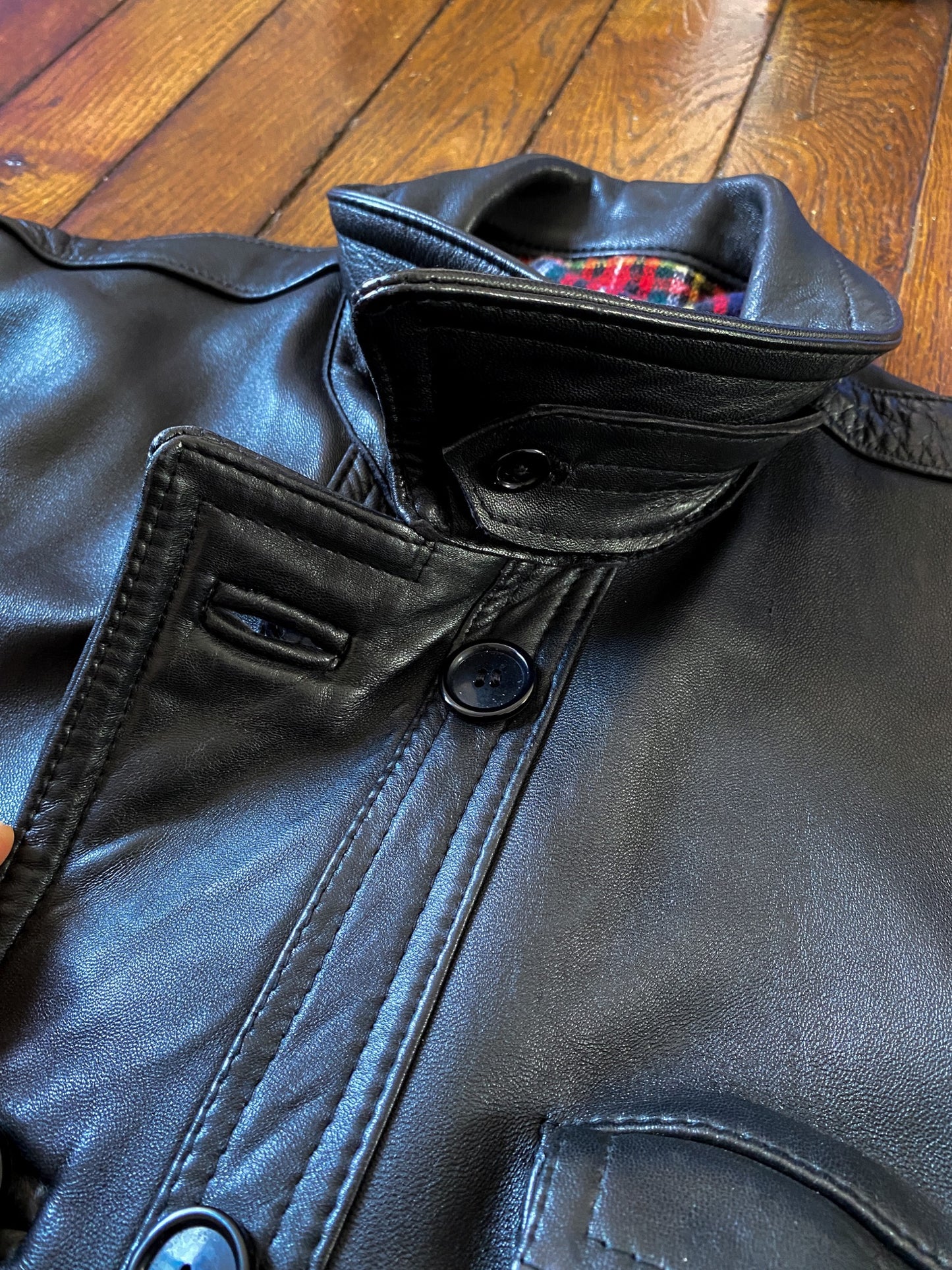 1970s « Le Corbusier » Black Leather Jacket, Size L