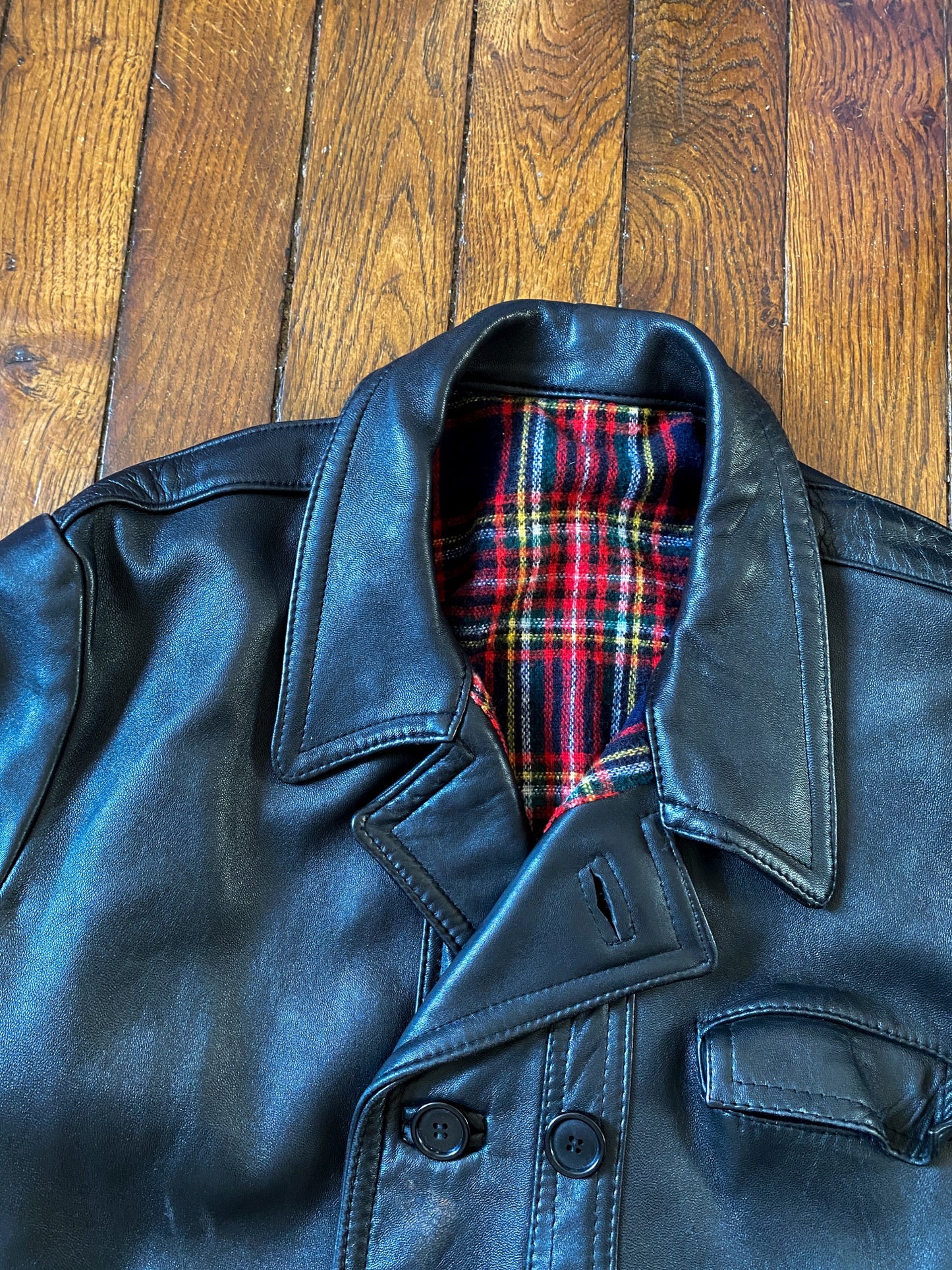 1970s « Le Corbusier » Black Leather Jacket, Size L