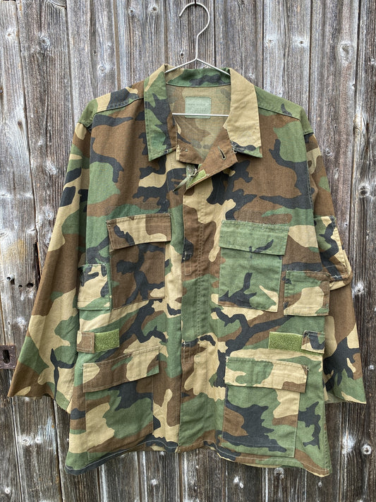 1990s US Army Field Jacket, Woodland Camo, Size L
