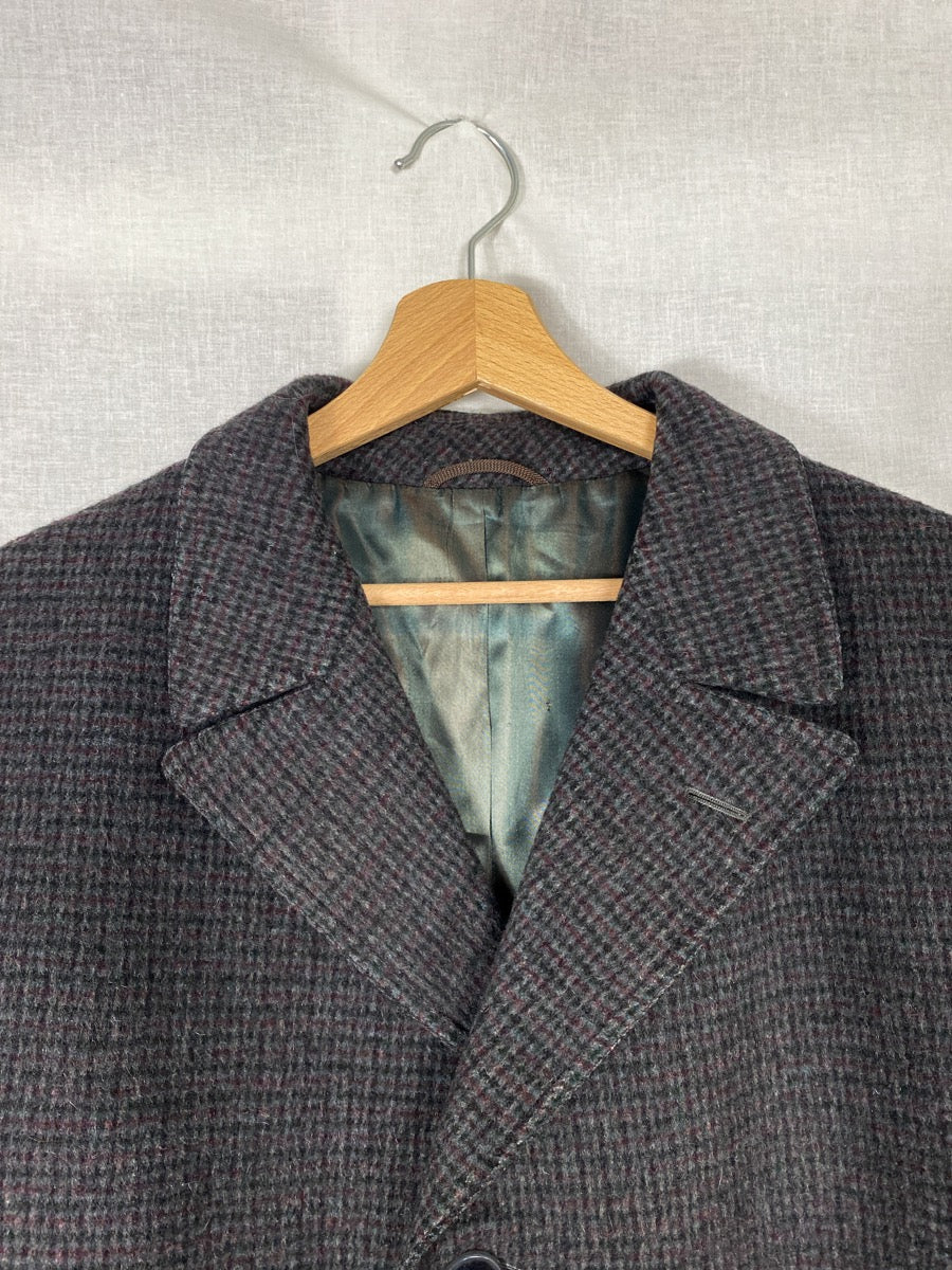 1970s Loden Long Coat, Camel Hair & Wool, Size XL