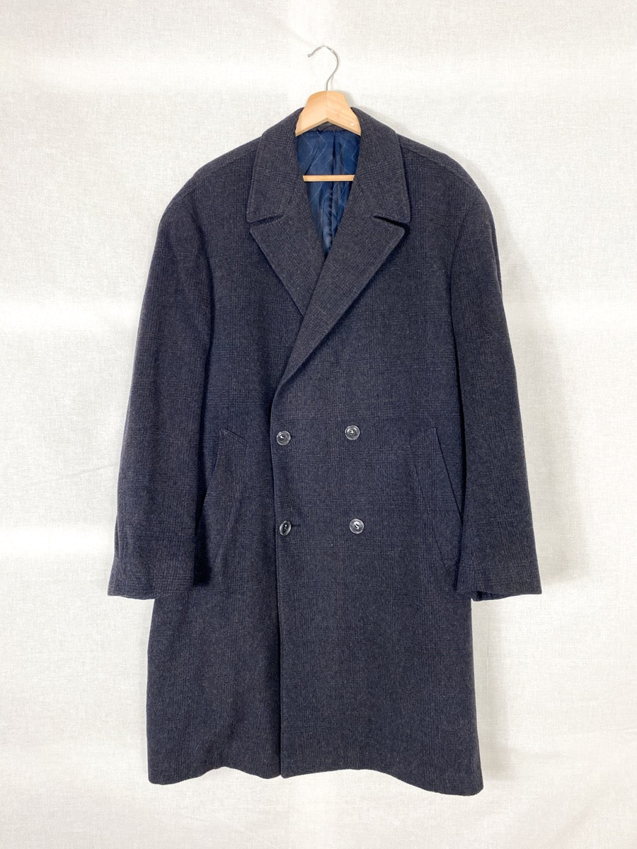 1980s Wool Long Coat, Overcoat, Size L/XL