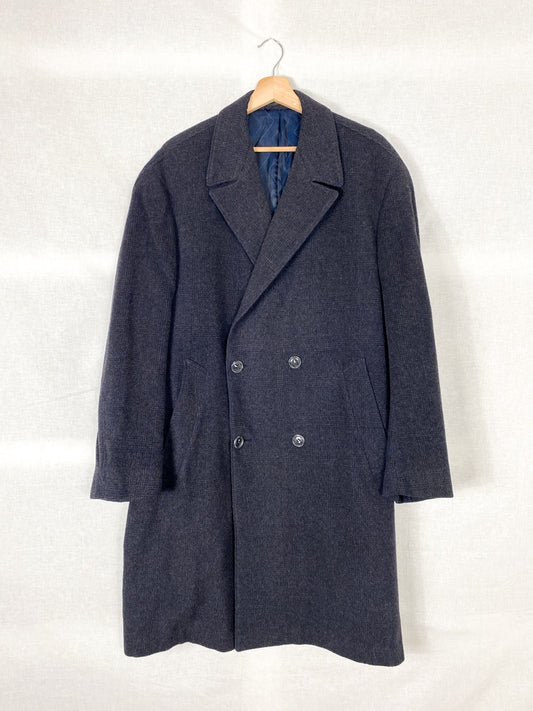 1980s Wool Long Coat, Overcoat, Size L/XL