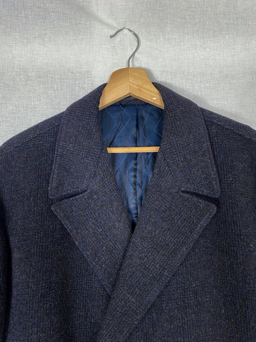 1980s Wool Long Coat, Overcoat, Size L/XL