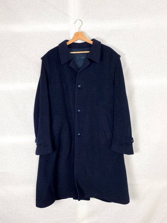 1980s Wool Long Coat, Overcoat, Size XXL