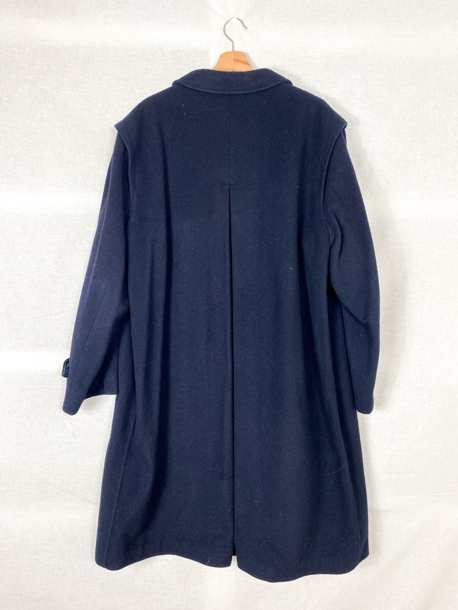 1980s Wool Long Coat, Overcoat, Size XXL