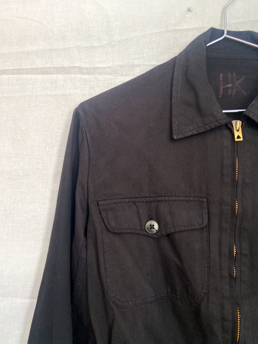 1940s Rare Black French Work Jacket  Cyclist, Size XS/S