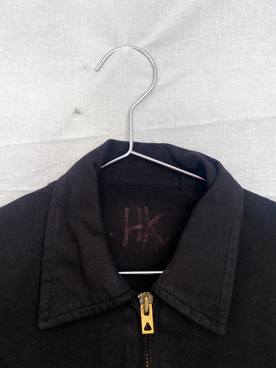 1940s Rare Black French Work Jacket  Cyclist, Size XS/S