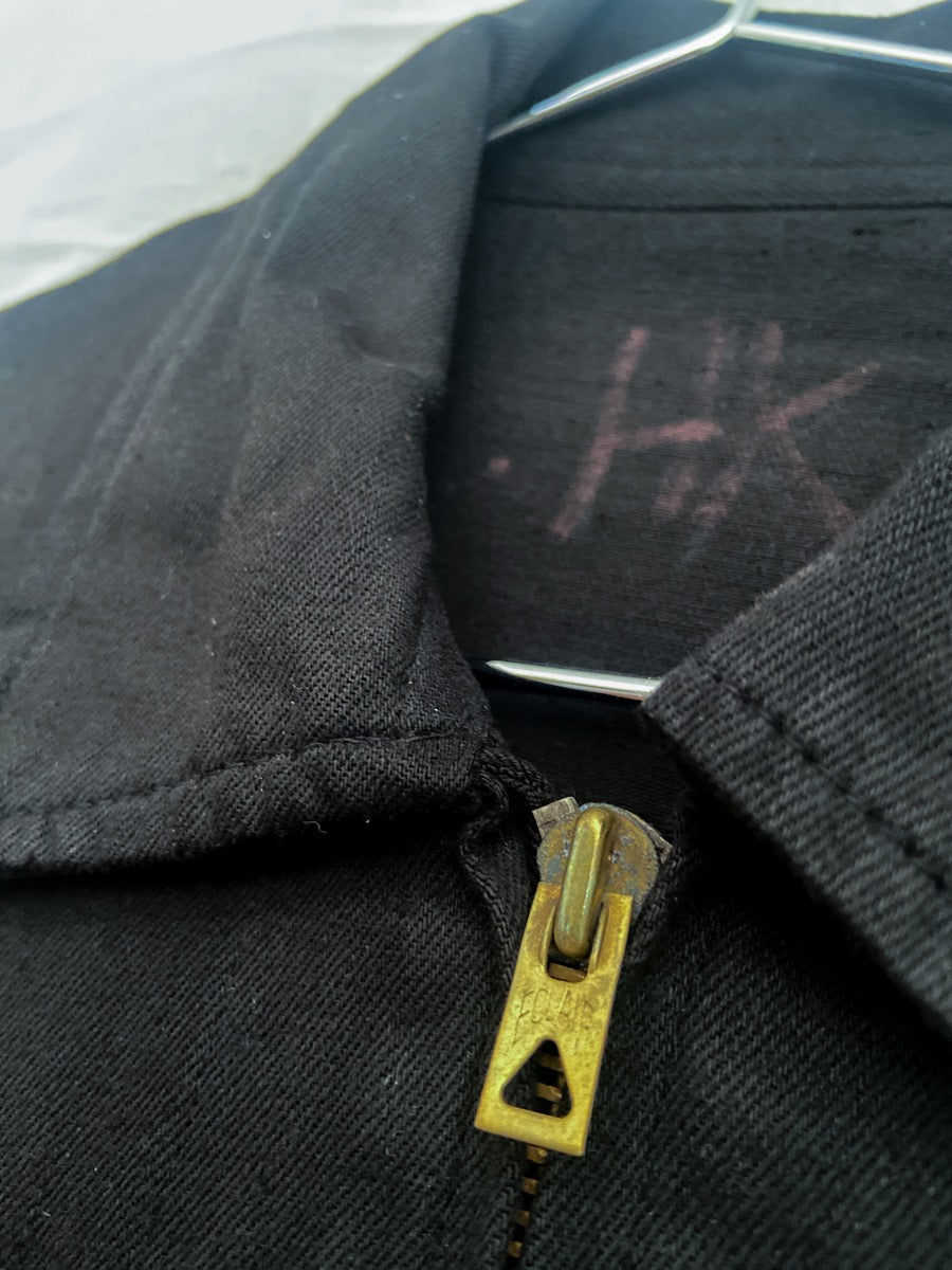 1940s Rare Black French Work Jacket  Cyclist, Size XS/S