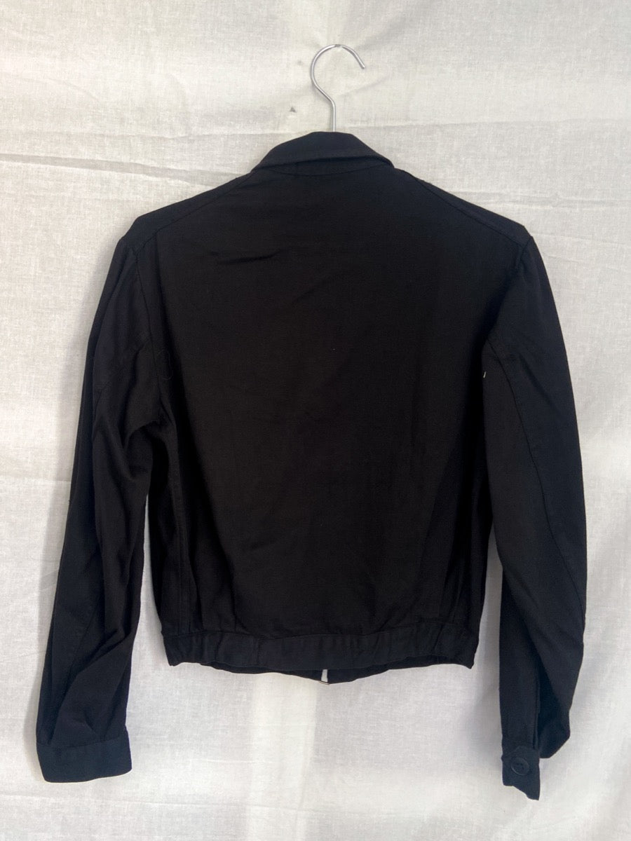 1940s Rare Black French Work Jacket  Cyclist, Size XS/S