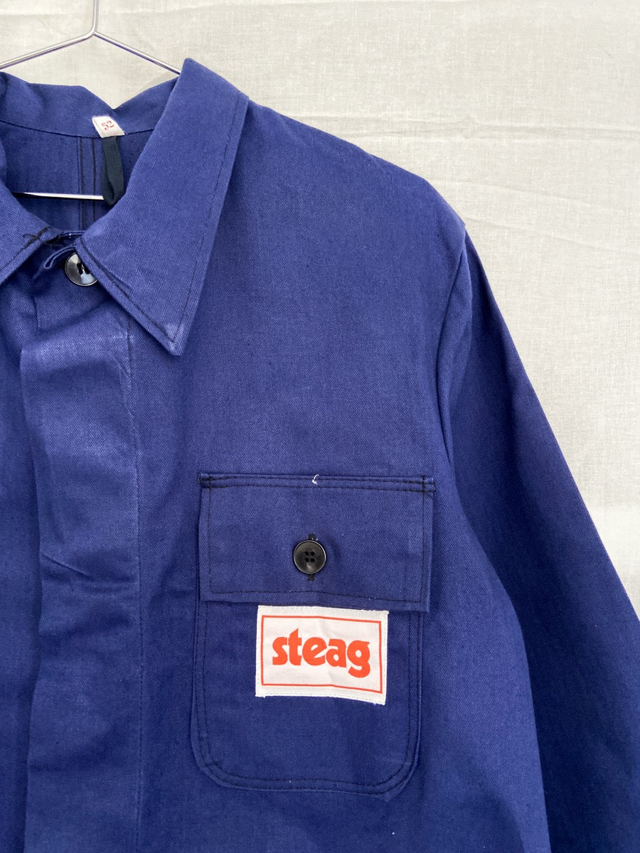 1970s Blue German Work Jacket, Deadstock & HBT, Size L/XL
