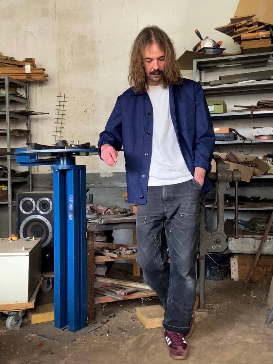 1970s Blue German Work Jacket, Deadstock and HBT, Size L & XL