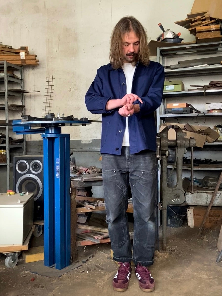 1970s Blue German Work Jacket, Deadstock and HBT, Size L & XL