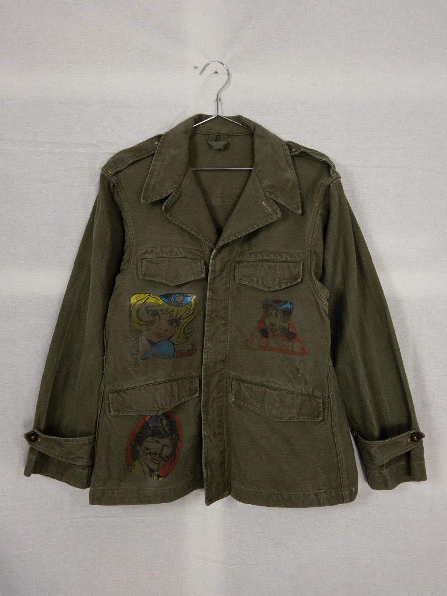 1950s French Army M47 Jacket, Custom Hand Painted, Size S