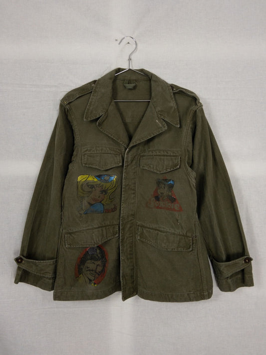 1950s French Army M47 Jacket, Custom Hand Painted, Size S