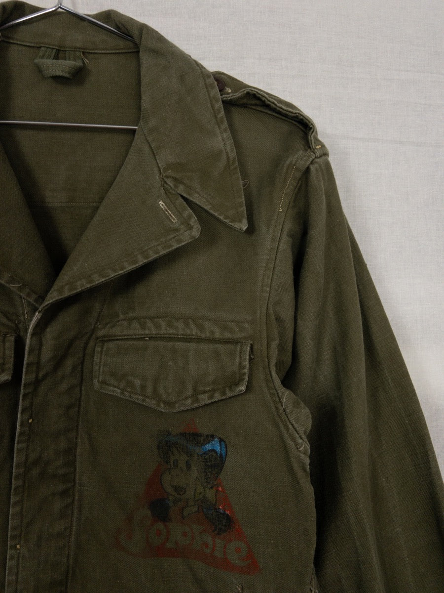 1950s French Army M47 Jacket, Custom Hand Painted, Size S