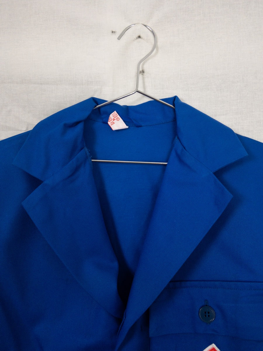 1980s Blue German Work Jacket, Deadstock & Embroidered, Size L