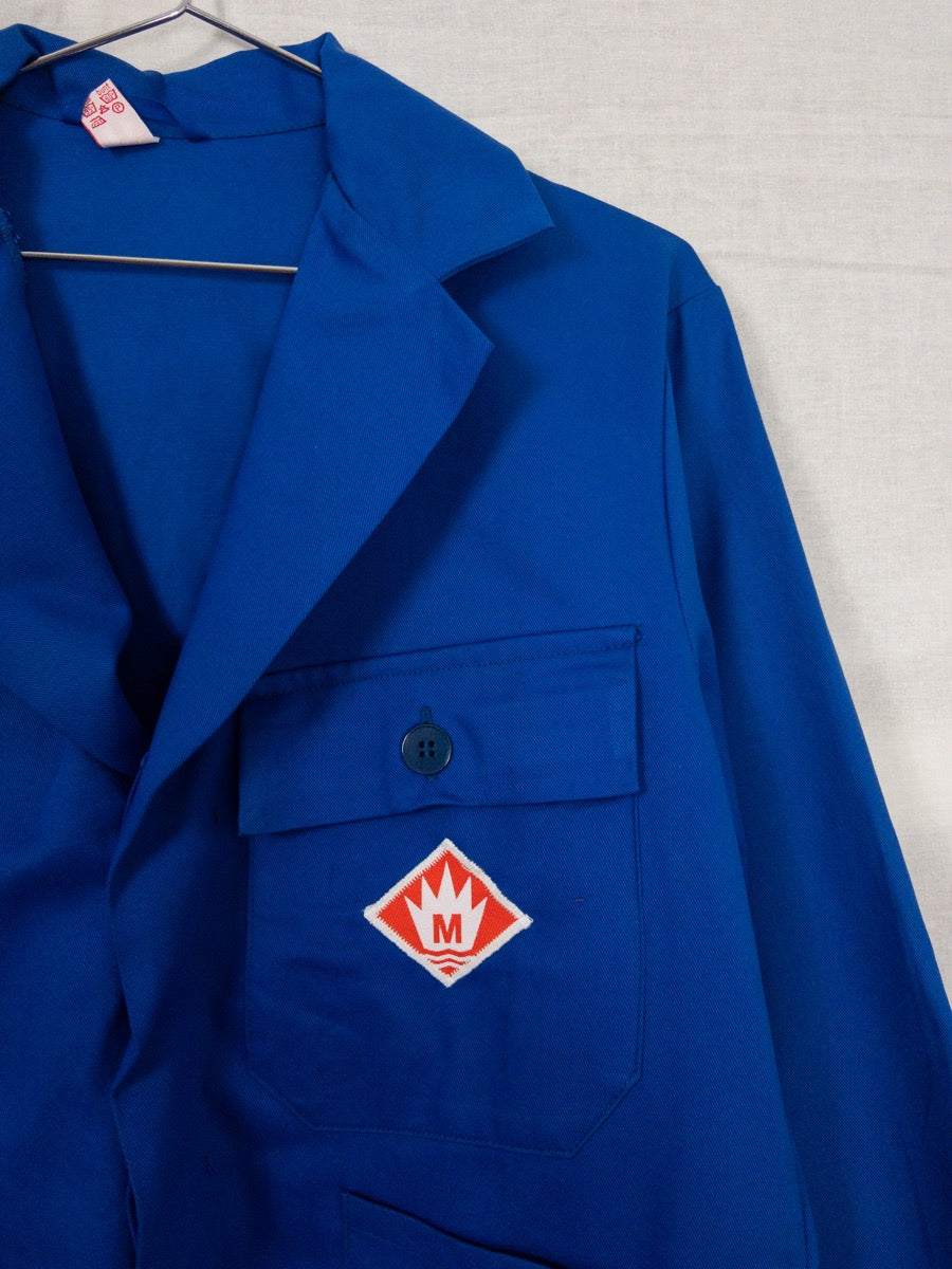 1980s Blue German Work Jacket, Deadstock & Embroidered, Size L
