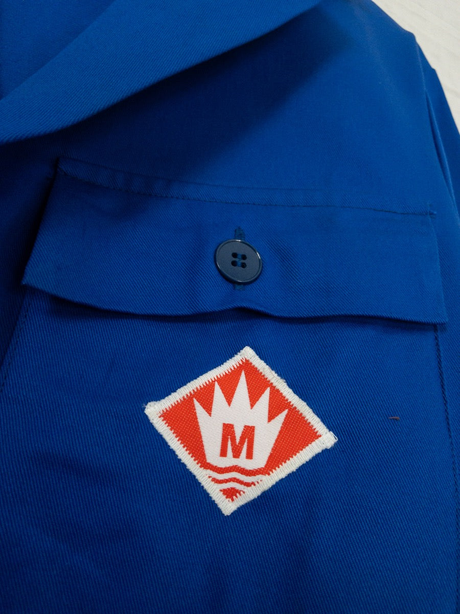 1980s Blue German Work Jacket, Deadstock & Embroidered, Size L