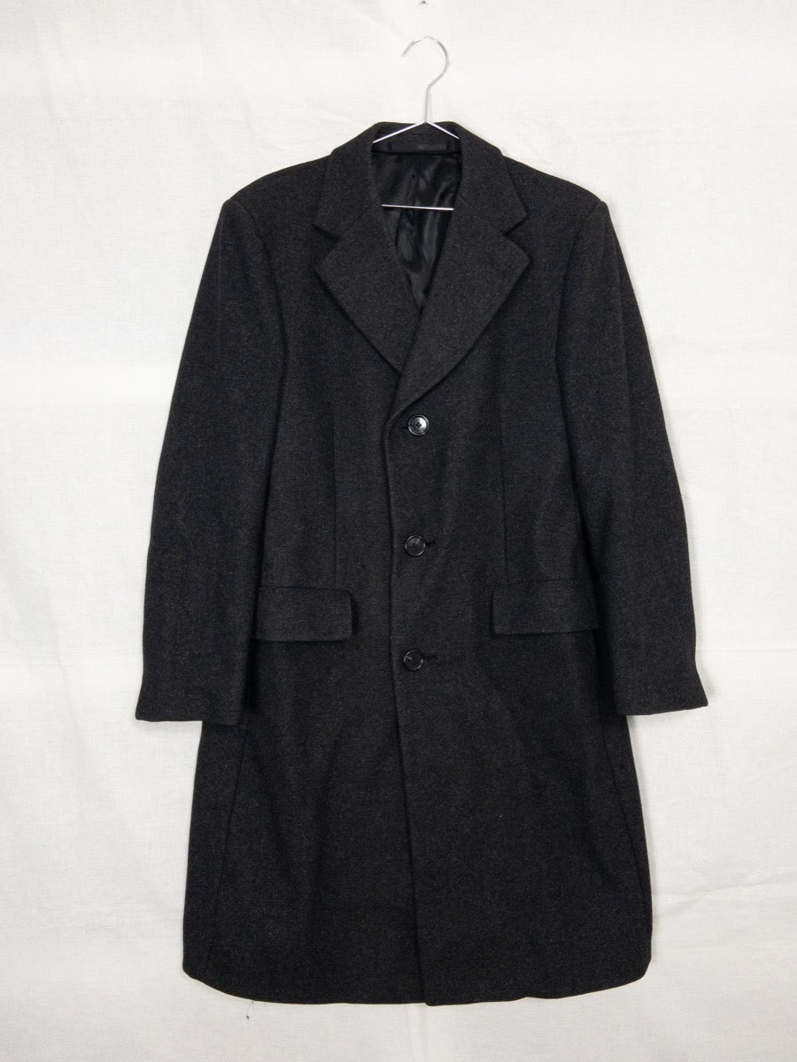 1980s Wool Long Coat, Overcoat, Size M