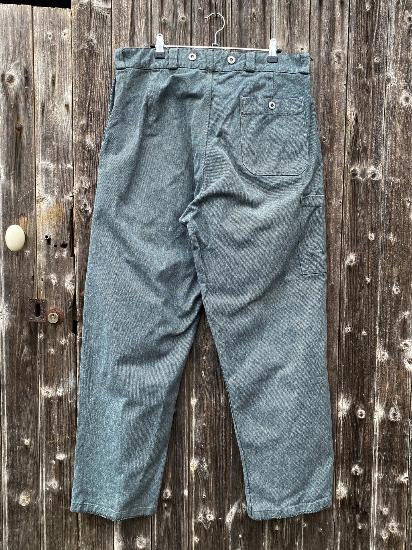 1960s Swiss Prison Army Denim Work Pants, Size XL to 4XL