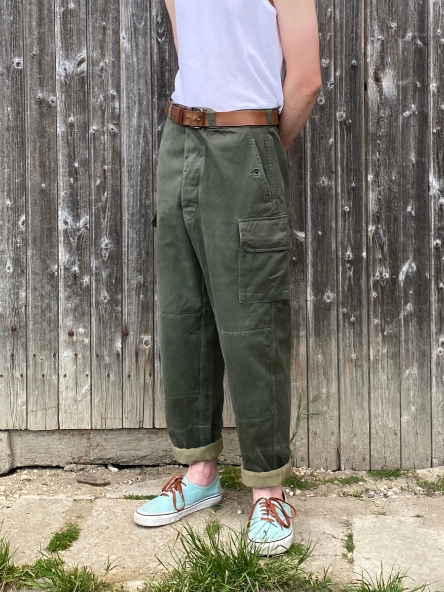 1960s French Army Cargo Pants, M64 Field Sateen Pants, Size 3XL