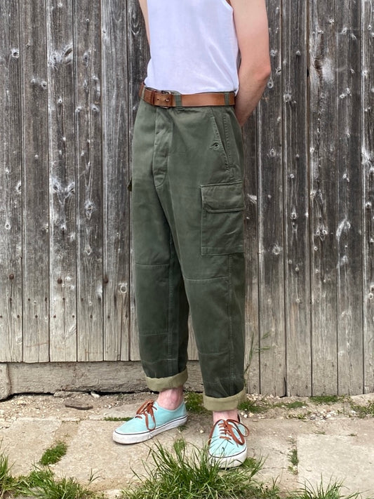 1960s French Army Cargo Pants, M64 Field Sateen Pants, Size 3XL