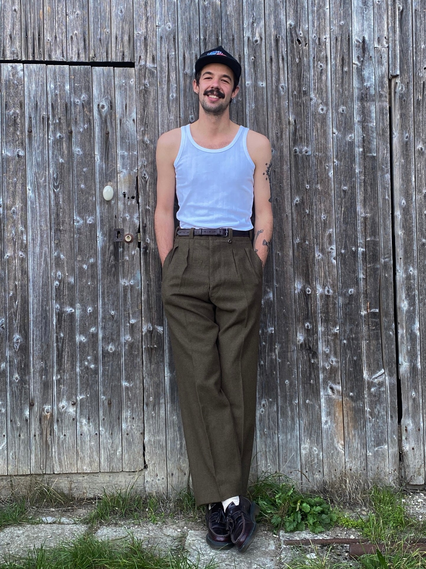 1960s M52 Pleated Wool Pants, French Army, Size S