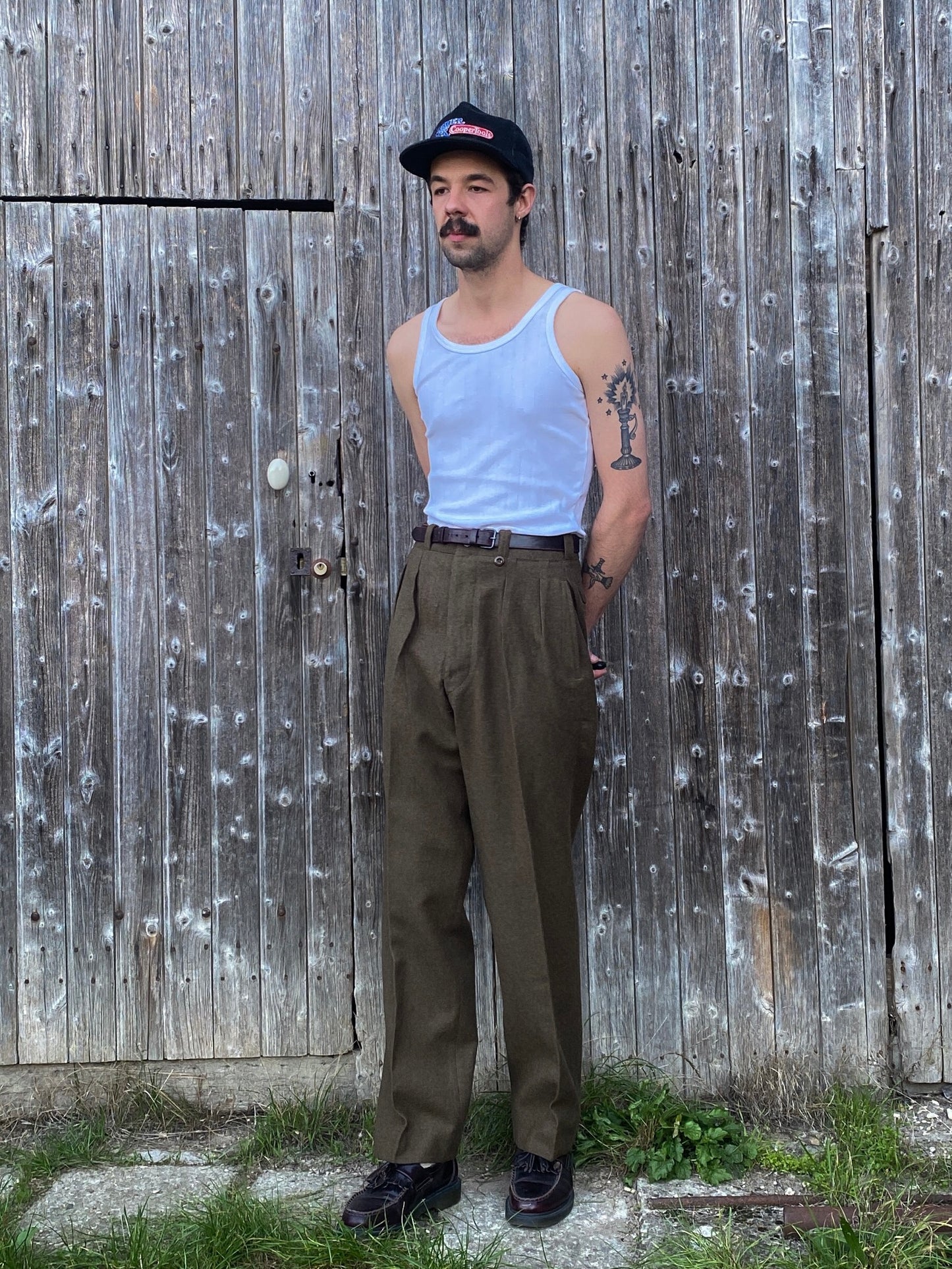 1960s M52 Pleated Wool Pants, French Army, Size S
